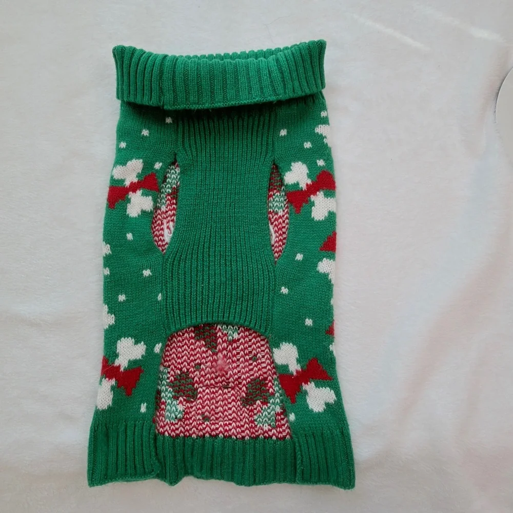 Hallmark Pets Dog Sweater Medium Green Excellent Obviously Naughty Holiday Bone